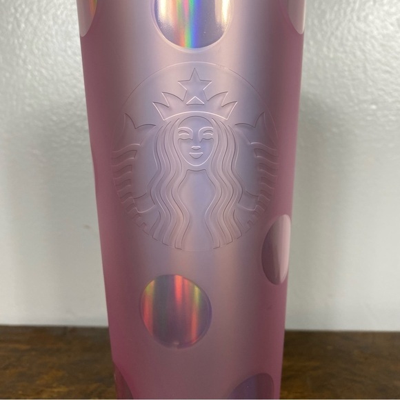 Starbucks/ Disney World pink metallic polka dot tumbler (no straw) 24 fl oz - Picture 3 of 8